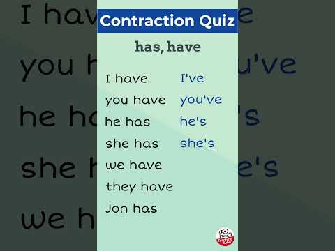 Contractions Have and Has - English Quiz