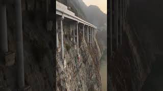 Engineering Wonders  China’s Highway Carved into a Cliff! 🏞️🚧 #travel #discoverchina