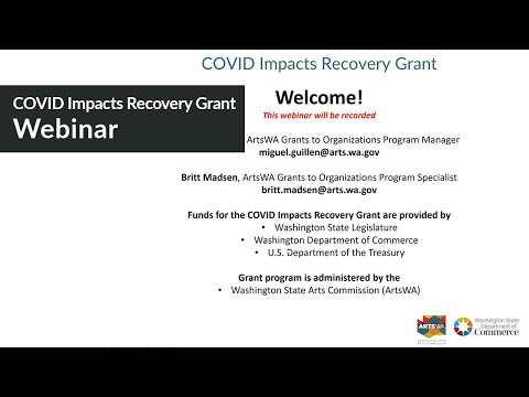 COVID Impacts Recovery Grant Information Webinar, October 20, 2023 - RECORDING