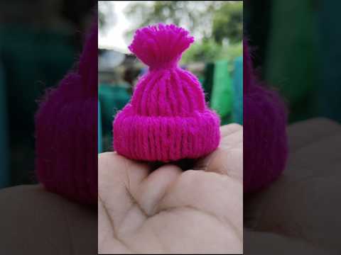 Amazing Woolen craft|homemade woolen miniature pom pom hat#sewinghacks#ytshorts#hat#miniature#woolen