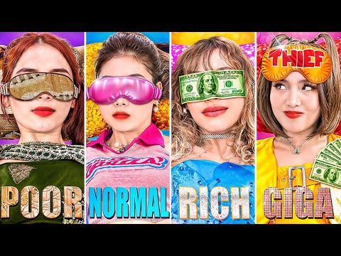 Poor Vs Rich Vs Giga Rich Vs Normal Girl At Sleepover Party! Giga Rich Girl Is A Thief