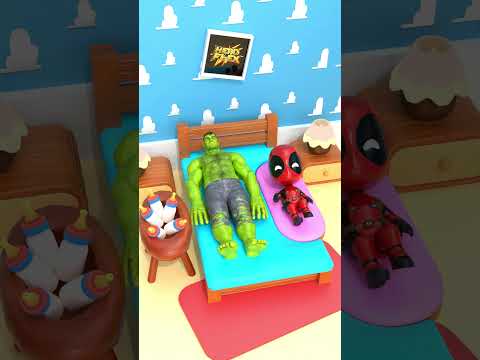 Lil Spidey And Lil Pool Not Letting Him Sleep 😂 #hulk #spiderman #funnyanimation #blenderanimation