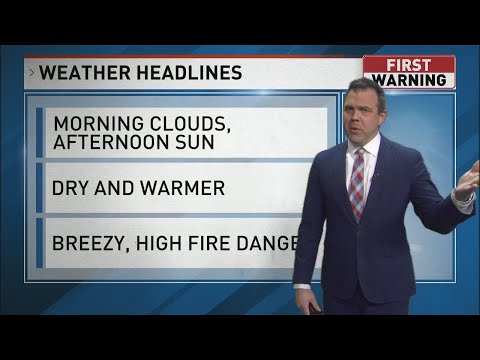 Sunny and dry with highs in low 90s, breezy with high fire danger