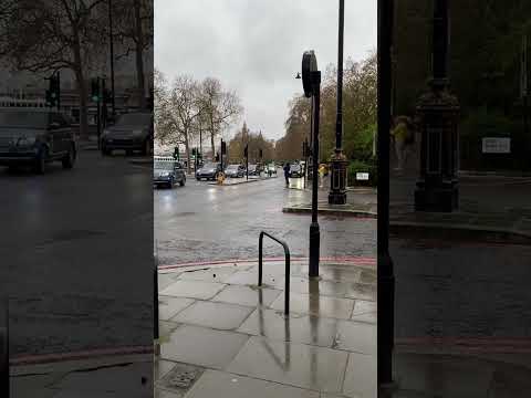 POLICE ESCORT today in London on the Embankment. Royals? Prime Minister?