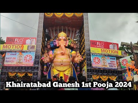 Khairatabad Ganesh Big Laddu 2024 |India Biggest Khairatabad Ganesh 1st Pooja Completed| Hyd Ganesh