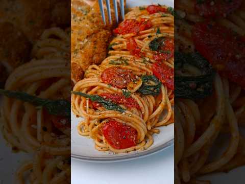 Cherry Tomato Spaghetti with Fried Chicken Cutlet