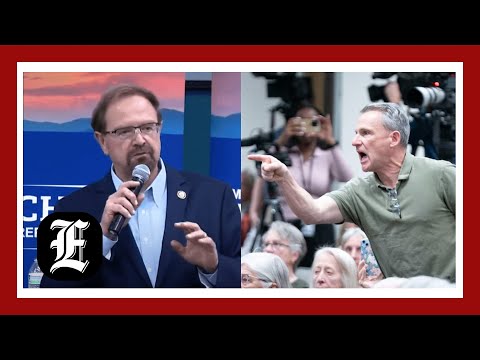 Chuck Edwards attempts to maintain control as town hall erupts in chaos