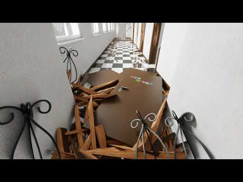 Corridor Destruction, Blender Eevee Animation, rigid body simulation