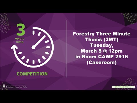 12th Annual Forestry Three Minute Thesis (3MT) Heat 2024