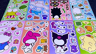 [paperdiy]👑Decorate With Sanrio Sticker Book kitty, Shnamolol, pompompurin 산리오 스티커 모음 #asmr