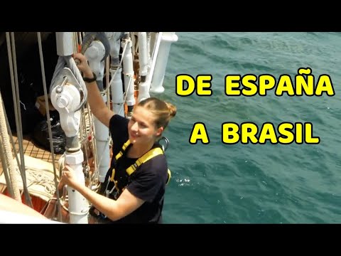 La Princesa navega de España a Brasil (Salvador de B.), a bordo del "JS Elcano"