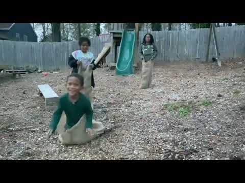 Cousins Sack Race