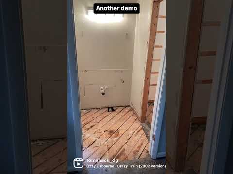 Demoing a bathroom…  5 layers of flooring #demo #flooring #backbreaker #work