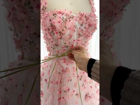 Making a corset 3D floral prom dress with side slit. #dress #gown #fashion #weddingdress #sewing