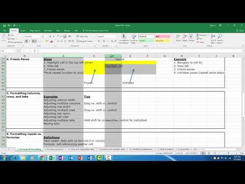 Formatting & Moving Columns, Rows & Tabs - Excel