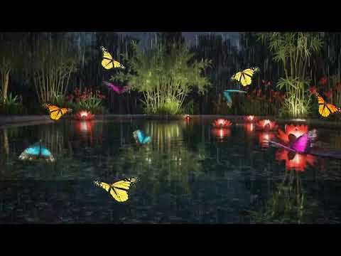 Rain at Night with Piano Music for Sleep Relaxation