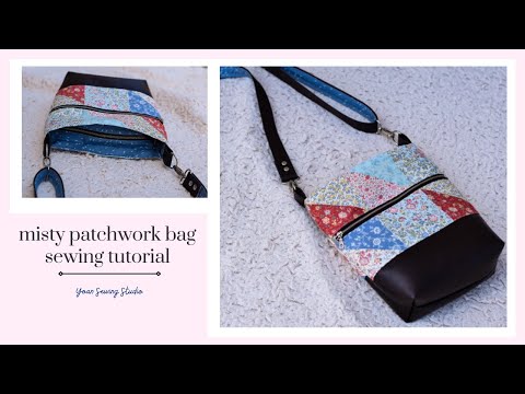 crossbody bag with faux leather accent - misty patchwork bag tutorial - free pattern