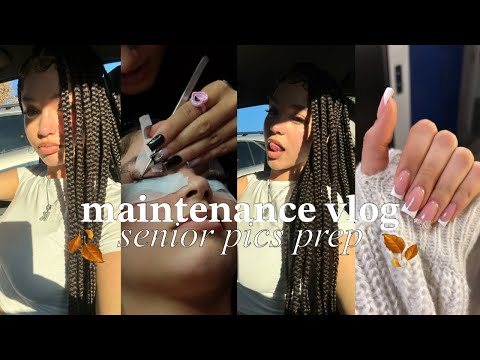 FALL MAINTENANCE VLOG || senior pics preparation [eyebrows, lashes, hair, shopping]