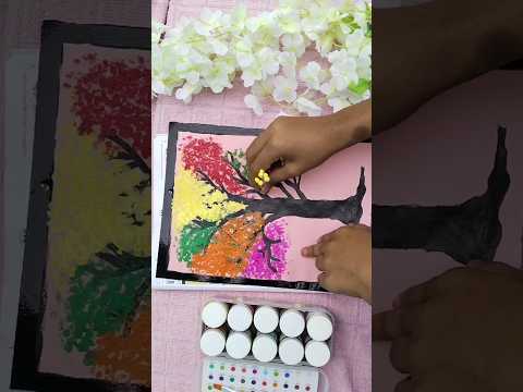 Simple technique for painting|colourful tree#youtubeshorts#diy#art#artandcraft#tree#painting#trendin