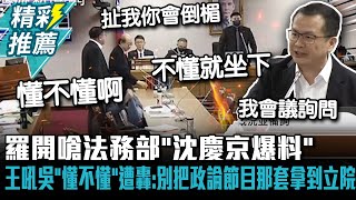 羅智強開嗆法務部「沈慶京爆料」王義川插嘴吼吳宗憲「懂不懂啊」遭轟：別把政論節目那套拿到立院【CNEWS】