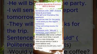 English speaking practice | improve English skills | Will & Would #improveenglishskills