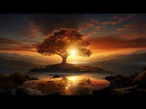 Stunning Red Sunset under a Tree | 4K Relaxing Screensaver