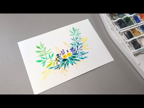 Spring, excitement of green! cute character, watercolor illustration