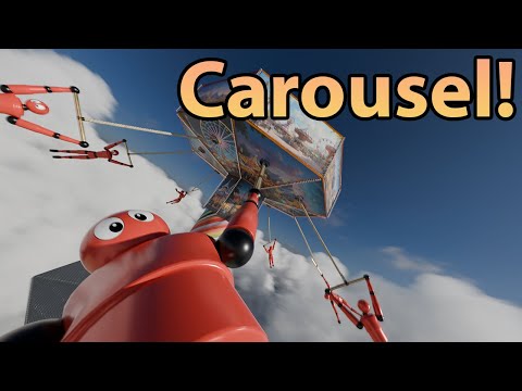 The ride on the carousel, Blender animation, RBDLAB addon, ragdoll and rope simulation, physics