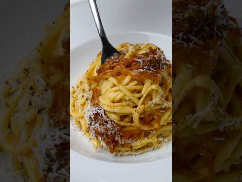 Caramelized Onion Spaghetti – Carbonara Style #shorts