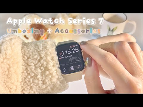 🦢 Apple Watch Series 7 Starlight✨ 41mm Unboxing + accessories