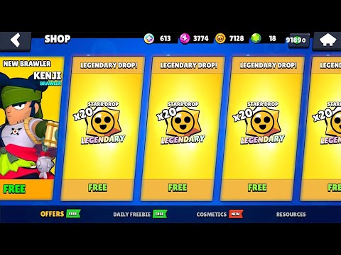 20x FREE STARR DROP WORLD RECORD 🔥LEGENDARY BRAWLER KENJI 😱BRAWL STARS NEW UPDATE🔥