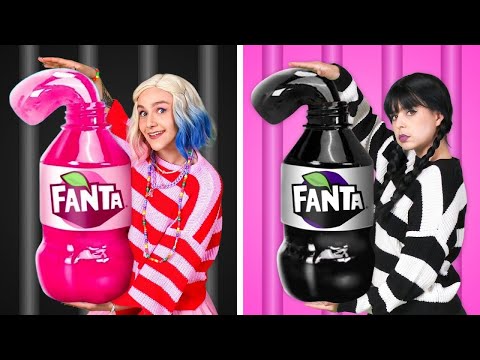 PINK VS BLACK - Wednesday Vs Enid Cooking Challenge in Jail!