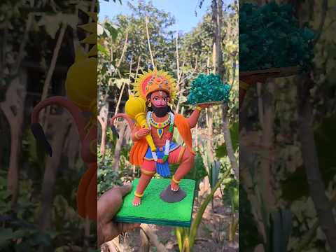 Bajrangbali Murti Making with clay🧡🌺 भगवान हनुमान मुरती कैसे बनाएं #shorts #trending #craft #hanuman