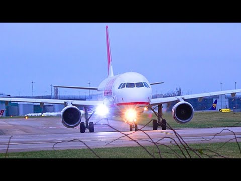 Lauda A320-200 early morning departure from Manchester #a320 #takeoff