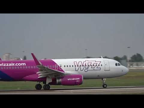 Takeoff of the Airbus A320 plane from Zhulyany airport, Kyiv, Ukraine