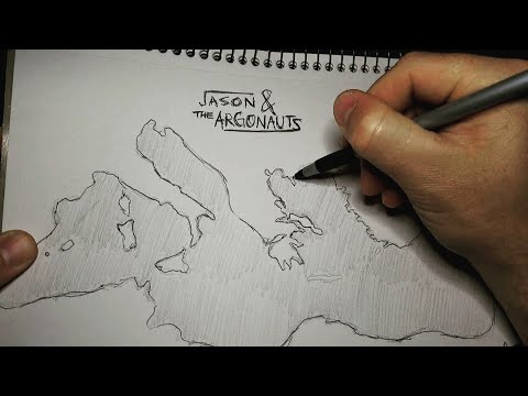 Pt. 1: Drawing the Ancient Mediterranean (Jason and the Argonauts) | ASMR whisper