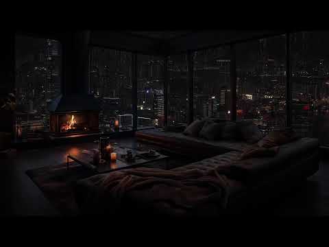 Cozy City Night | Rain Sounds, Fireplace, and Lights for Deep Sleep