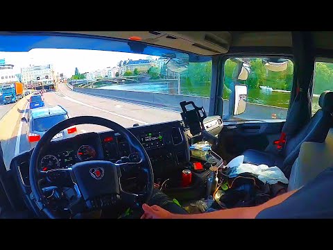 Life of a Trucker, long drive from Gävle to Sthlm, New Gen Scania R450