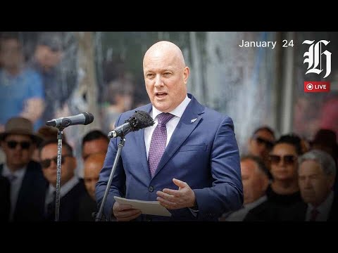 PM Christopher Luxon speaks to media from Rātana Pā