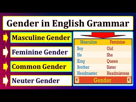 Gender in English Grammar | Masculine | Feminine | Common | Neuter | Vocabulary | Opposite words