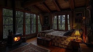 Relax & Sleep Better in a Cozy Cabin Ambience | Crackling Fireplace & Soothing Rain Sounds 🌧️🔥