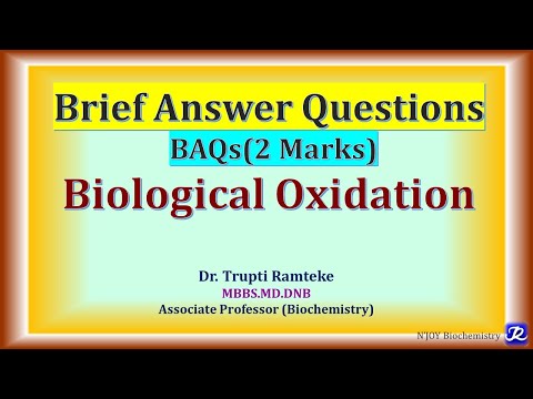 BAQs on Biological Oxidation with model answers| BAQs | Biochemistry |@NJOYBiochemistry