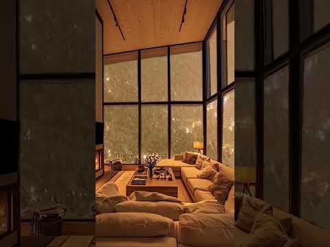 Relaxing Snowfall Ambiance in a Cozy Cabin Setting.