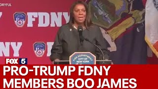 Pro-Trump FDNY members boo NY Attorney General Letitia James, commissioner apologizes