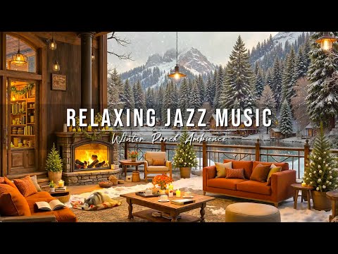 Cozy Winter Porch Ambience by Lake with Relaxing Jazz Music for Studying ❄ Smooth Jazz Instrumental