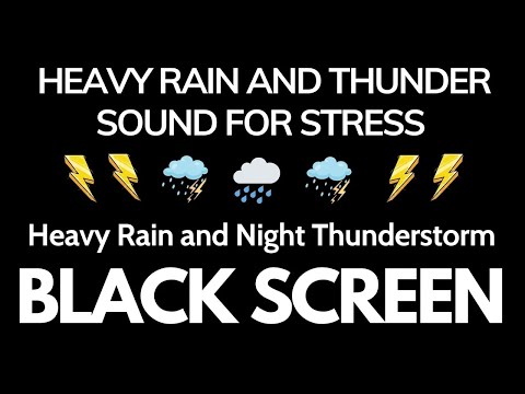 Heavy Rain and Night Thunderstorm ⛈️ Nature Sounds For Sleep, Relax ｜ Black Screen Beat Insomnia