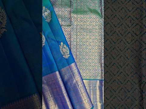 Whatsapp +447838394549 SSR Textiless - Peacock Shaded Pure Silk Kanchipuram Saree with large border