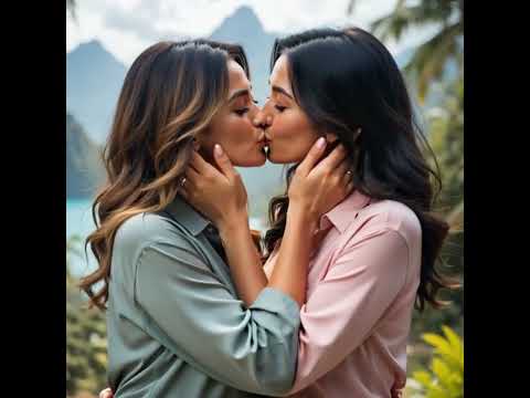 Tropical Embrace  Two Women Share a Passionate Kiss in Hawaii  #lesbian #iss #lgtb