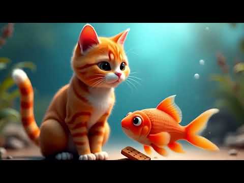 The cat is sharing food with fish #story #kidsvideo #cat #kidslearning #funny #fyp #fypviral #foryou