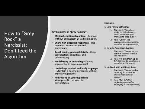 Examples of "Grey Rock" strategy with Narcissist